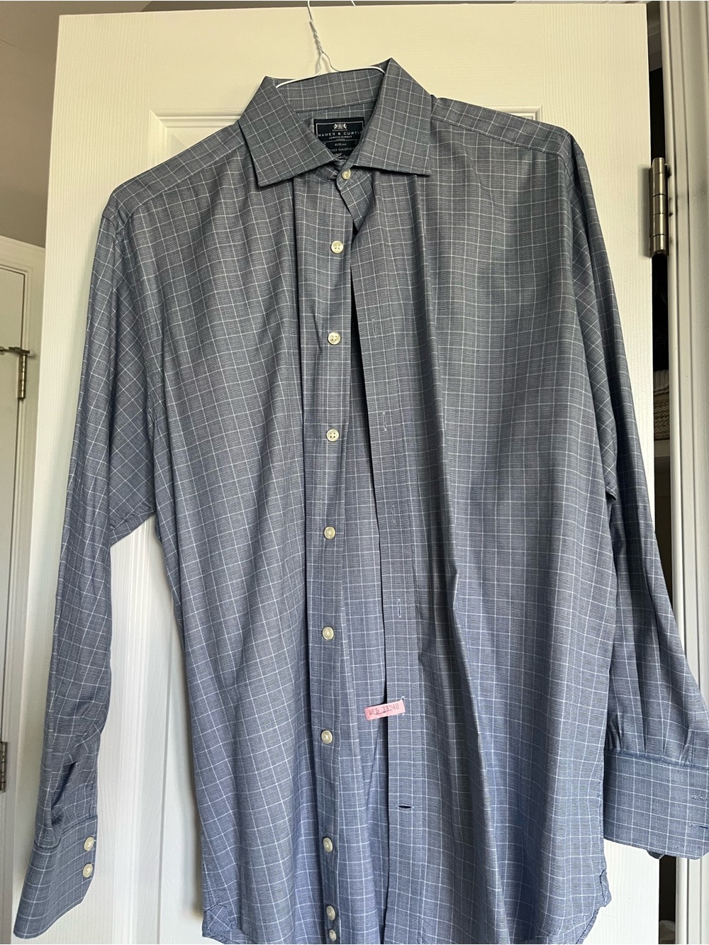 Men's Gray Windowpane Dress Shirt - Classic Spread Collar
